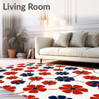 Retro Red Blue Floral Connection Rug