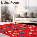 Jolly Red Gnome Christmas Tree Trucks Rug