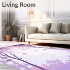 Forest Canopy Purple Bird Scenic Rug