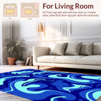 Abstract Swirl Blue Tone Pattern Rug