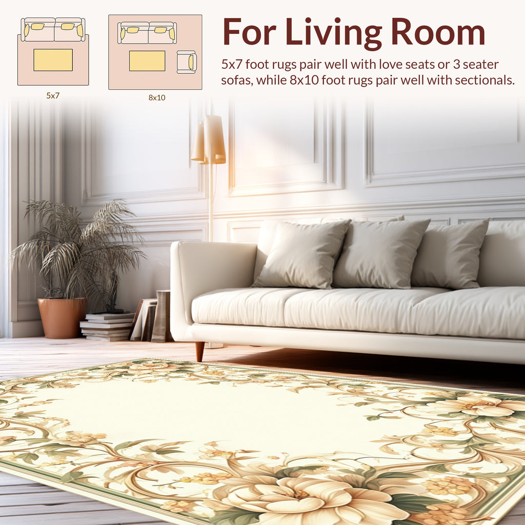 Ornate Floral Scrollwork Pattern Rug