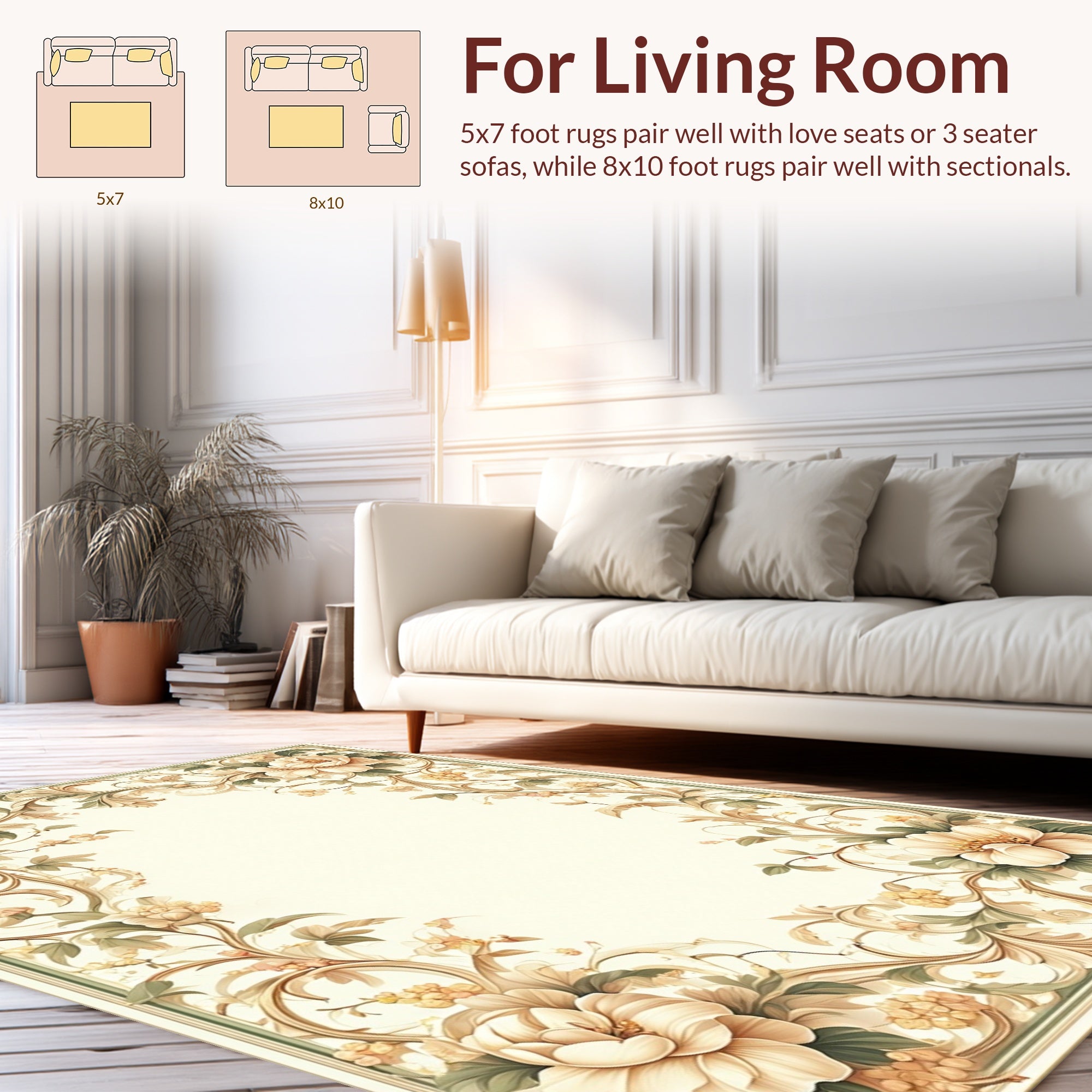 Ornate Floral Scrollwork Pattern Rug