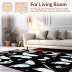 Elegant White Butterfly Pattern Rug