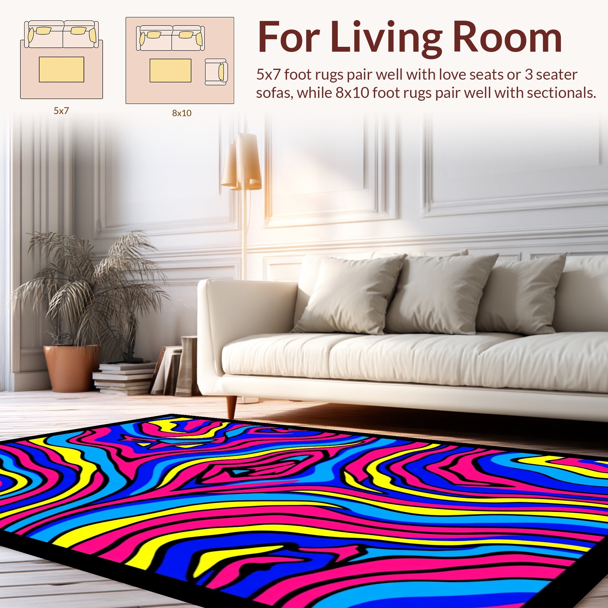 Vibrant Swirl Neon Pattern Rug