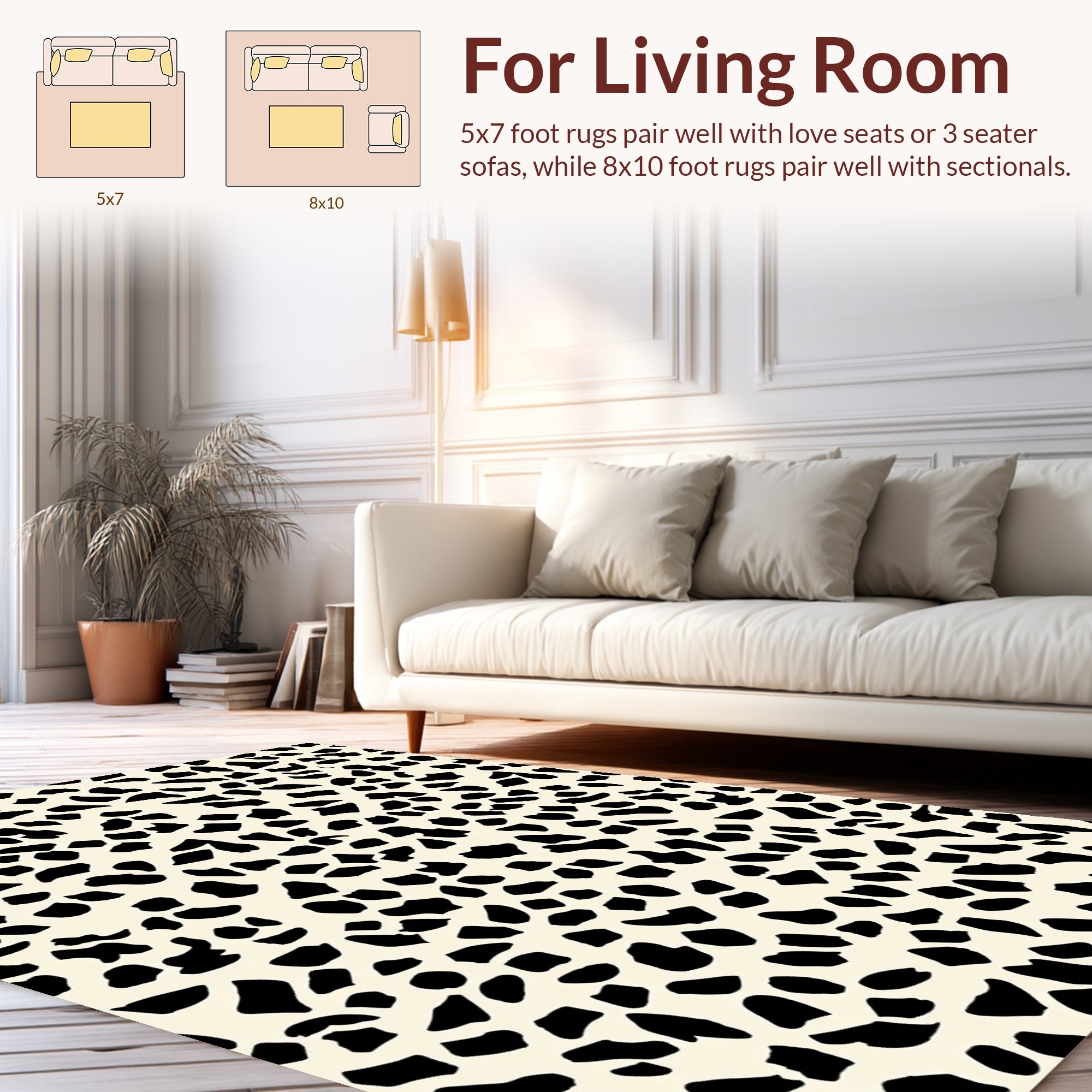Black Irregular Spots Pattern Rug