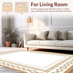 Elegant Gold Interlocking Square Frame Design Rug