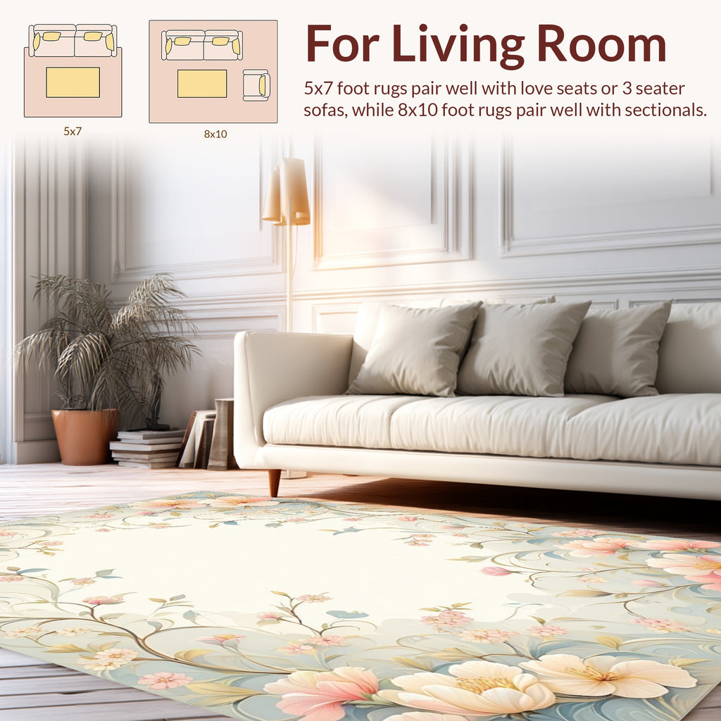 Soft Floral Vine Pattern Rug