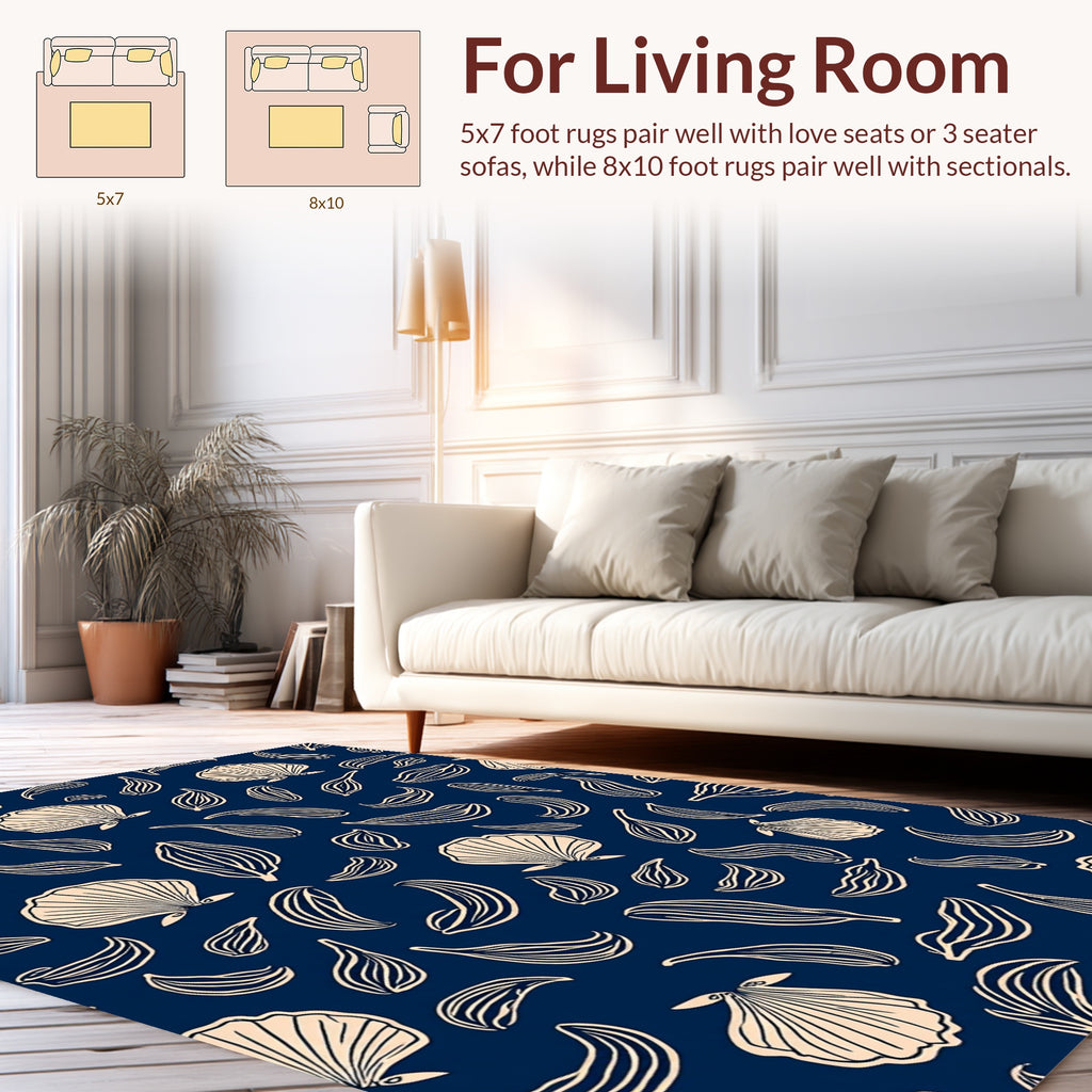 Coastal Shell Leaf Pattern Rug