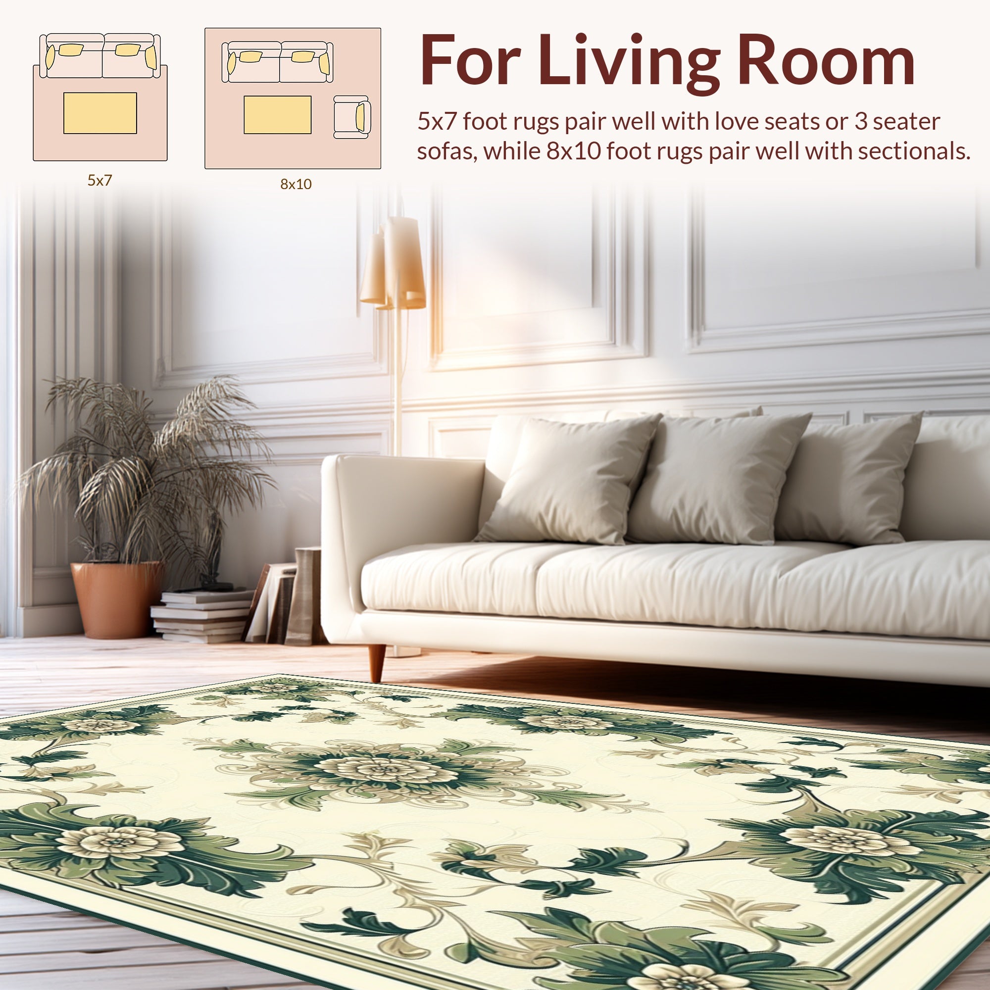 Ornate Floral Scrollwork Pattern Rug