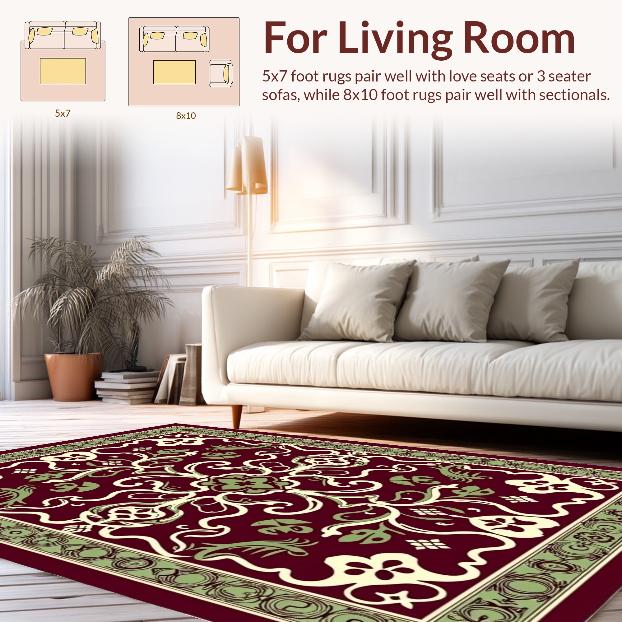 Elegant Floral Vine Design Rug