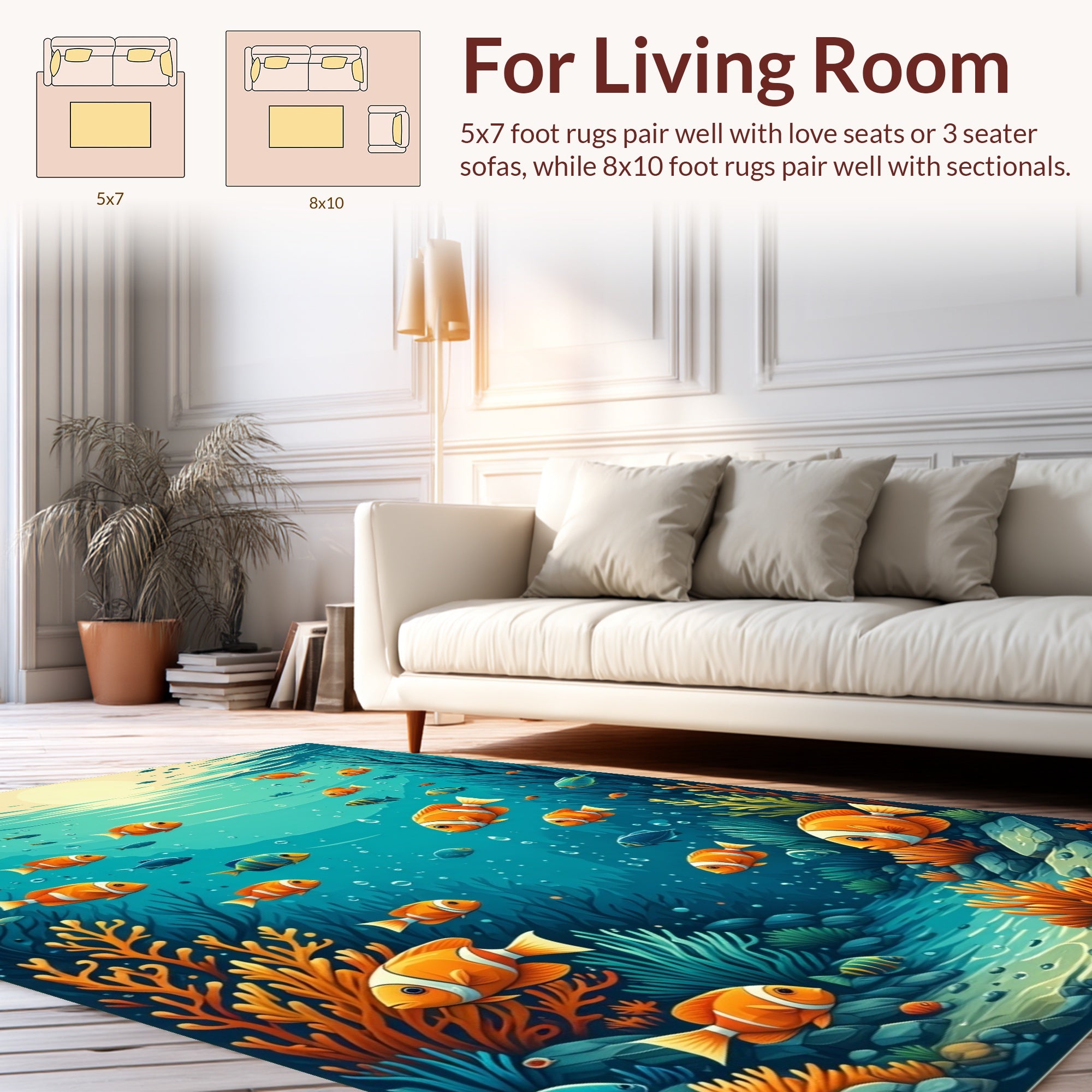 Whimsical Aquatic Life Underwater Scene Rug