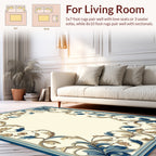 Ornate Blue Floral Scrollwork Pattern Rug