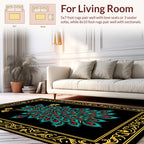 Ornate Peacock Feather Art Nouveau Rug