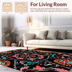 Bold Orange Flower And Teal Design Rug