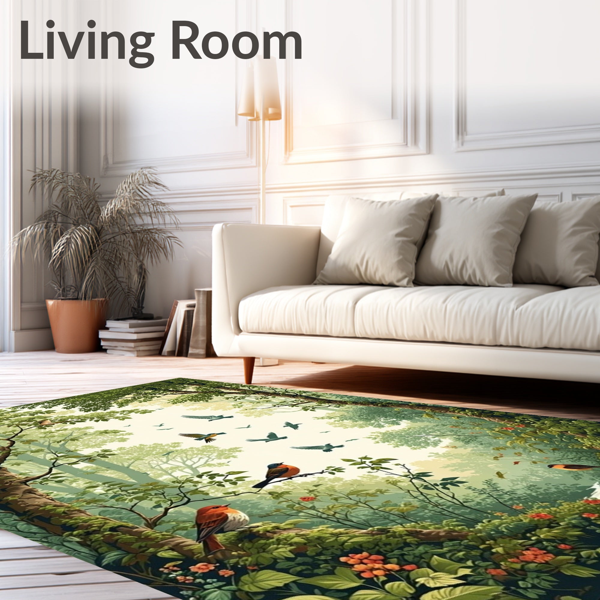 Forest Birds Nature Scene Rug