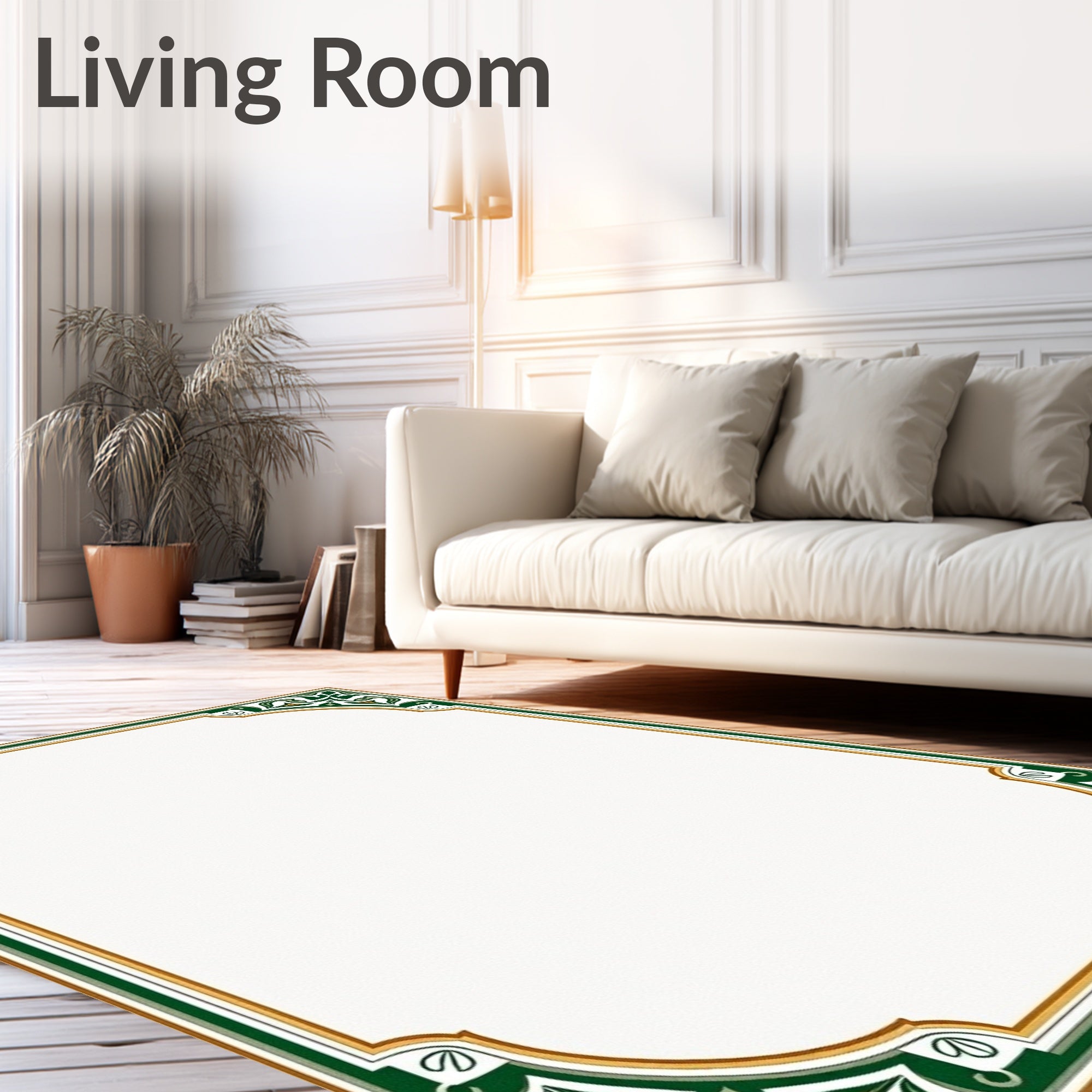 Emerald and Gold Floral Corner Accents Rug