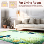 Watercolor Meadow Butterfly Art Rug