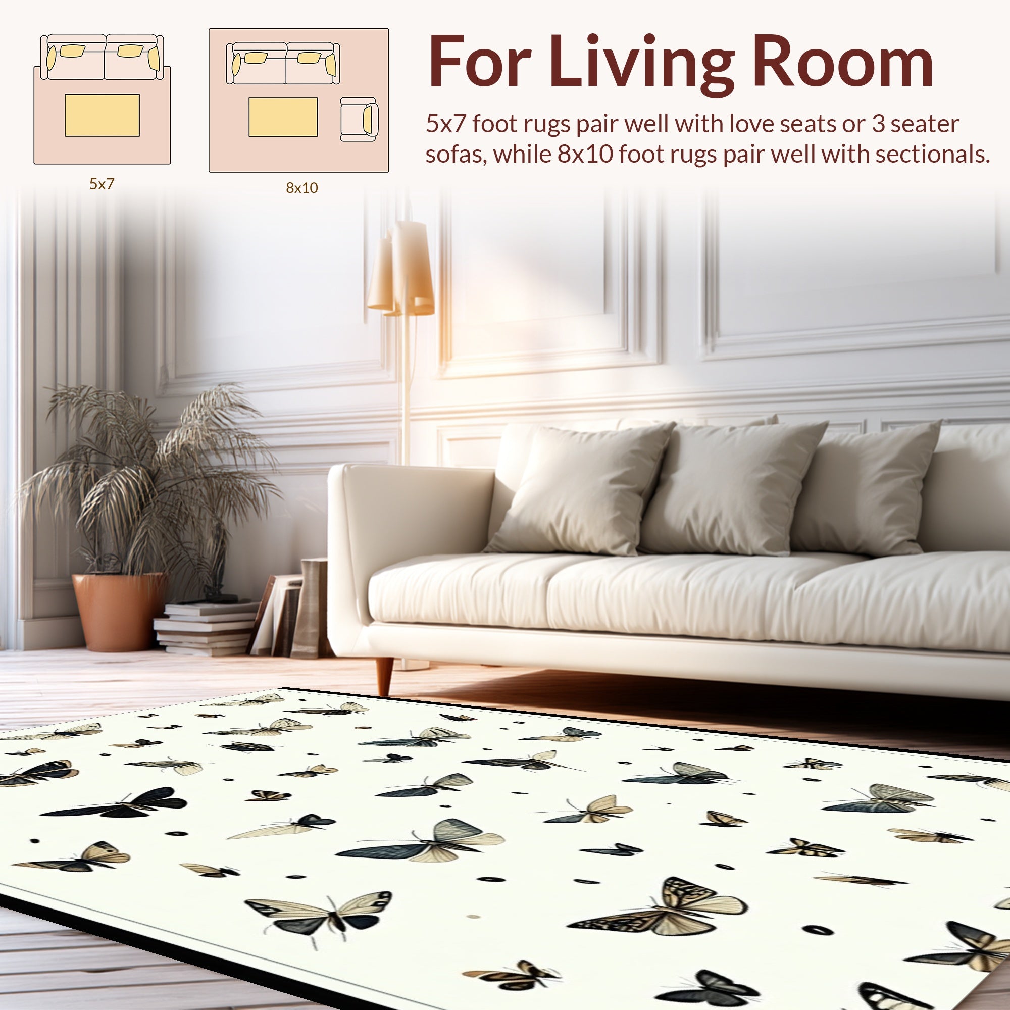 Vintage Butterfly Print Tapestry Rug
