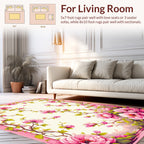 Vibrant Pink Flower Vine Border Rug