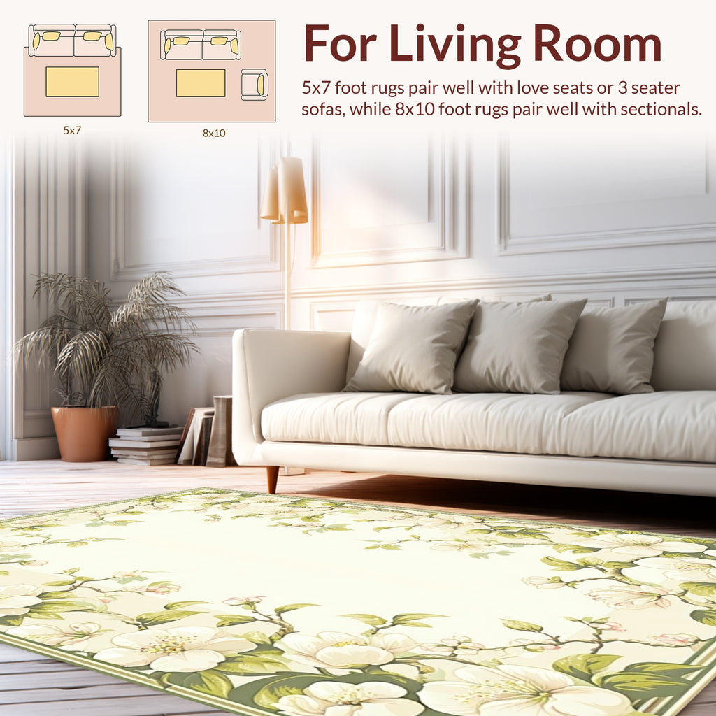Elegant Floral Branches In Blossom Design Rug