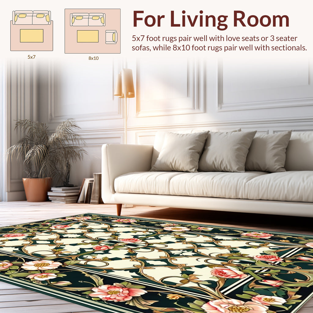 Floral Garden Damask Pattern Rug