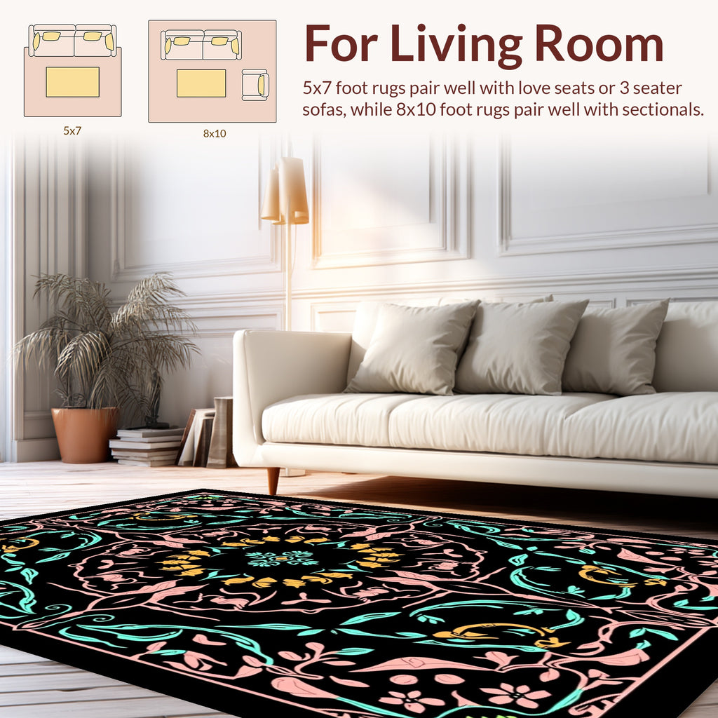 Floral Vines Symmetry Pattern Rug