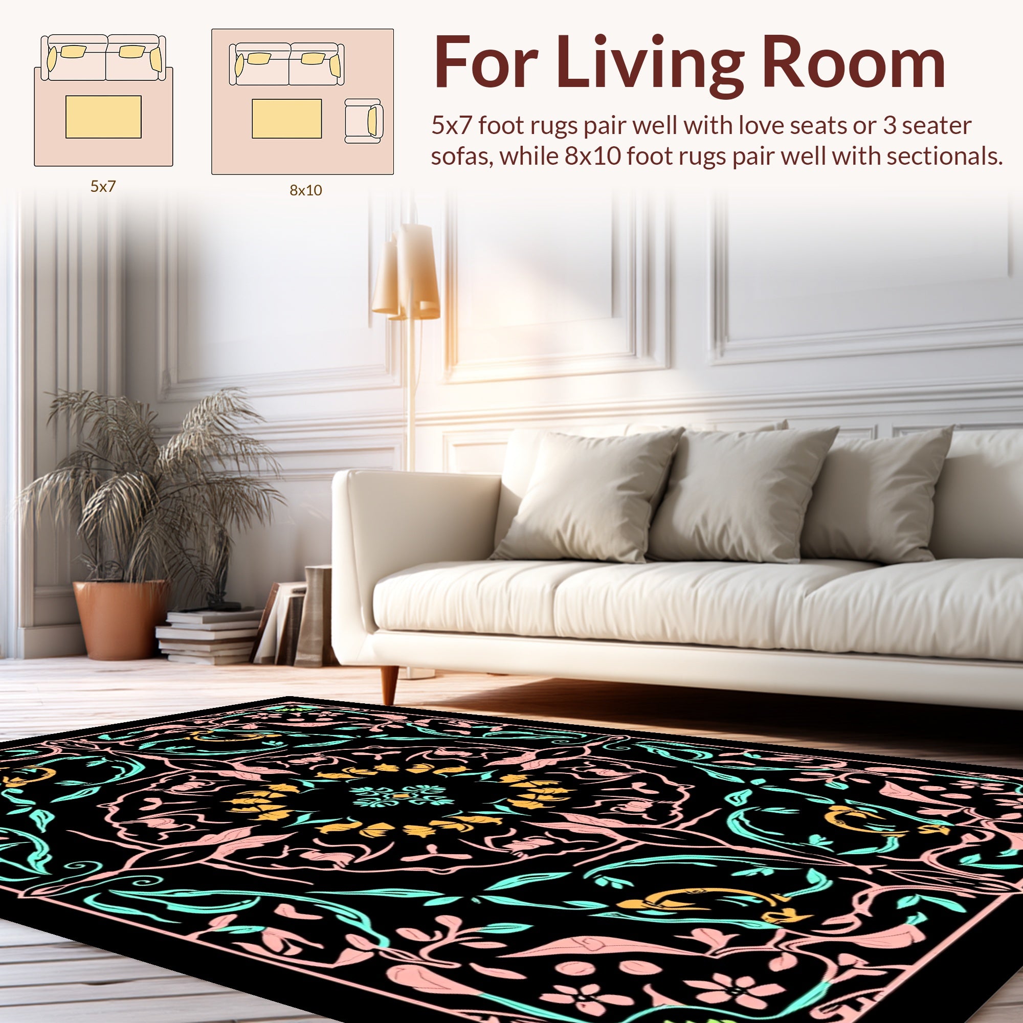 Floral Vines Symmetry Pattern Rug