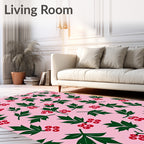 Pink Holly Berry Sprig Rug
