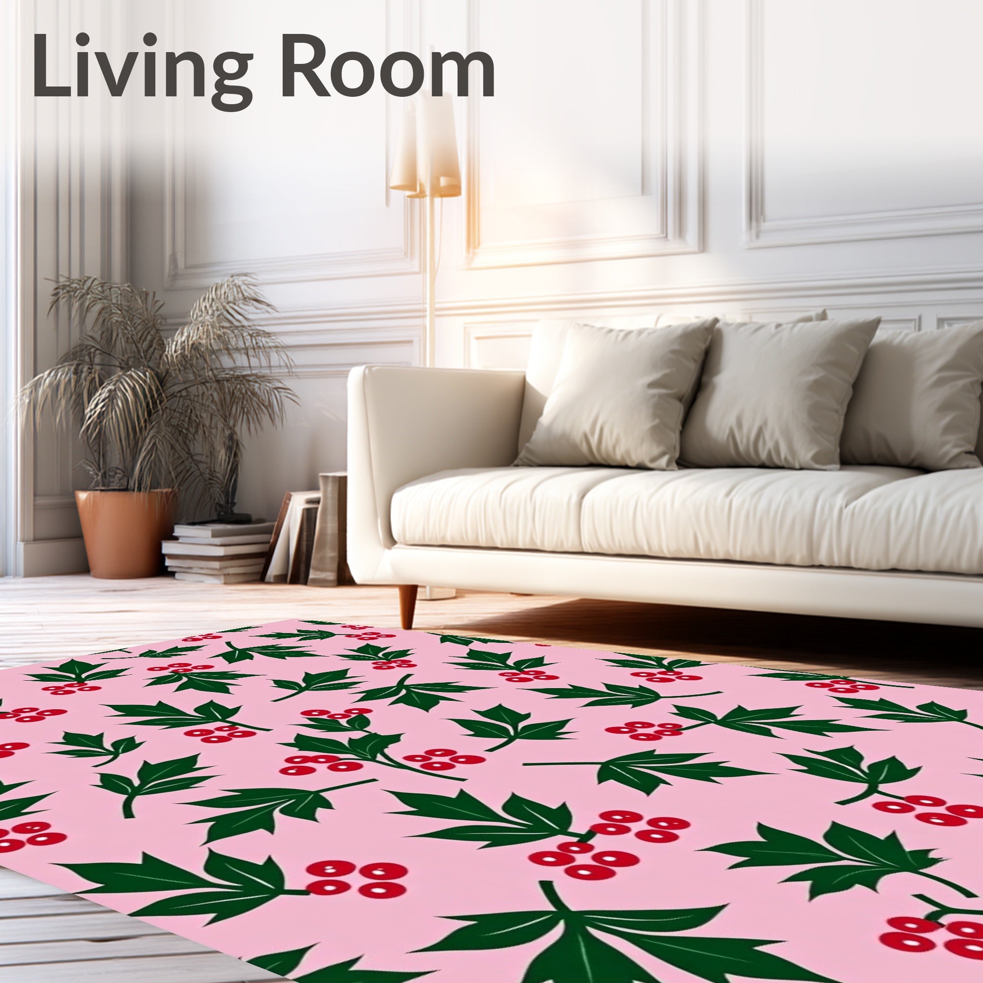Pink Holly Berry Sprig Rug