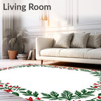Crimson Green Bordered Floral Frame Rug