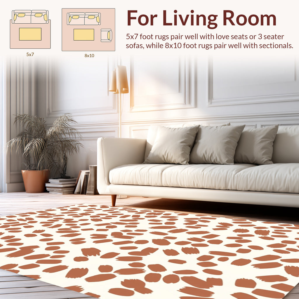 Abstract Brushstroke Pattern Terra Cotta Rug