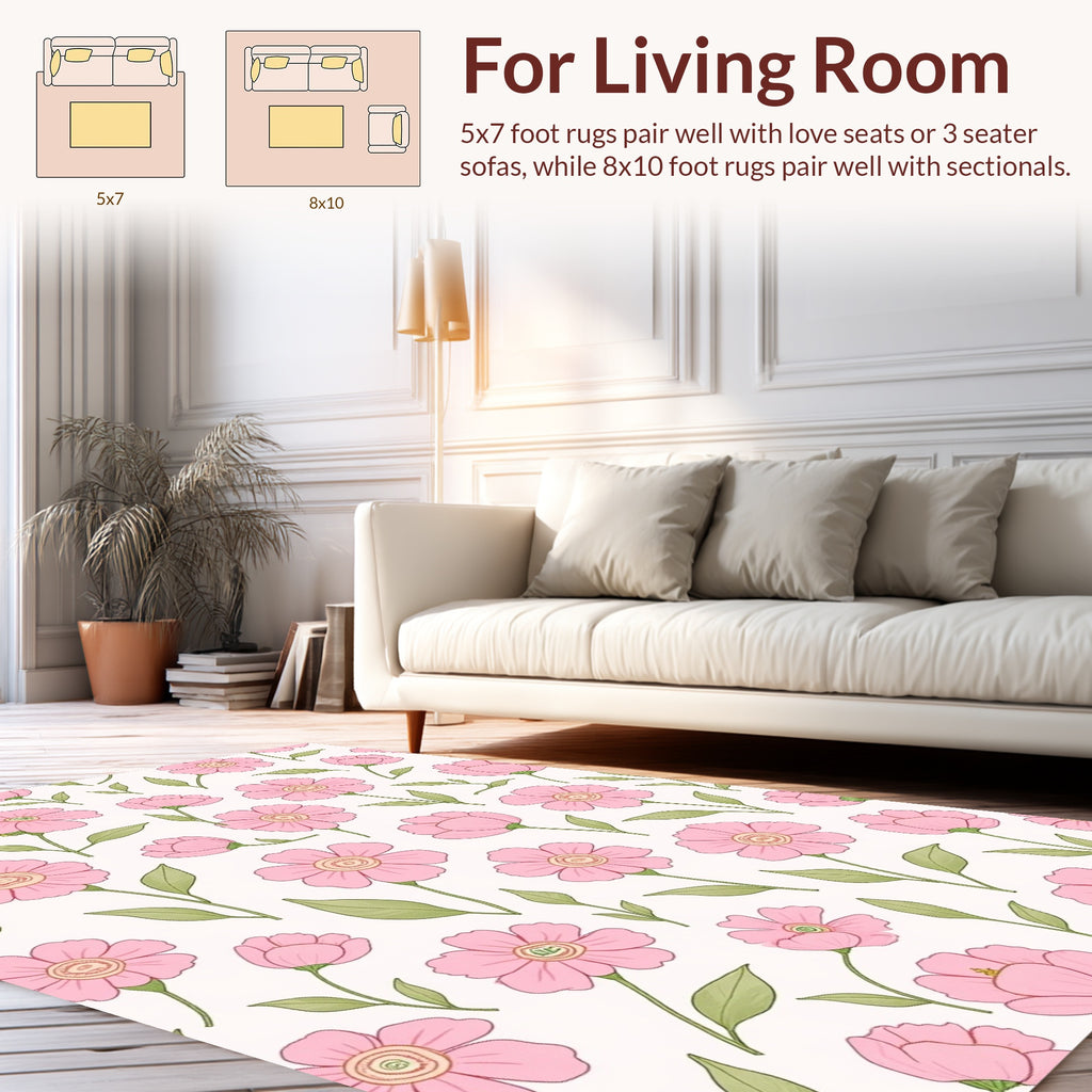 Pink Floral Garden Pattern Rug