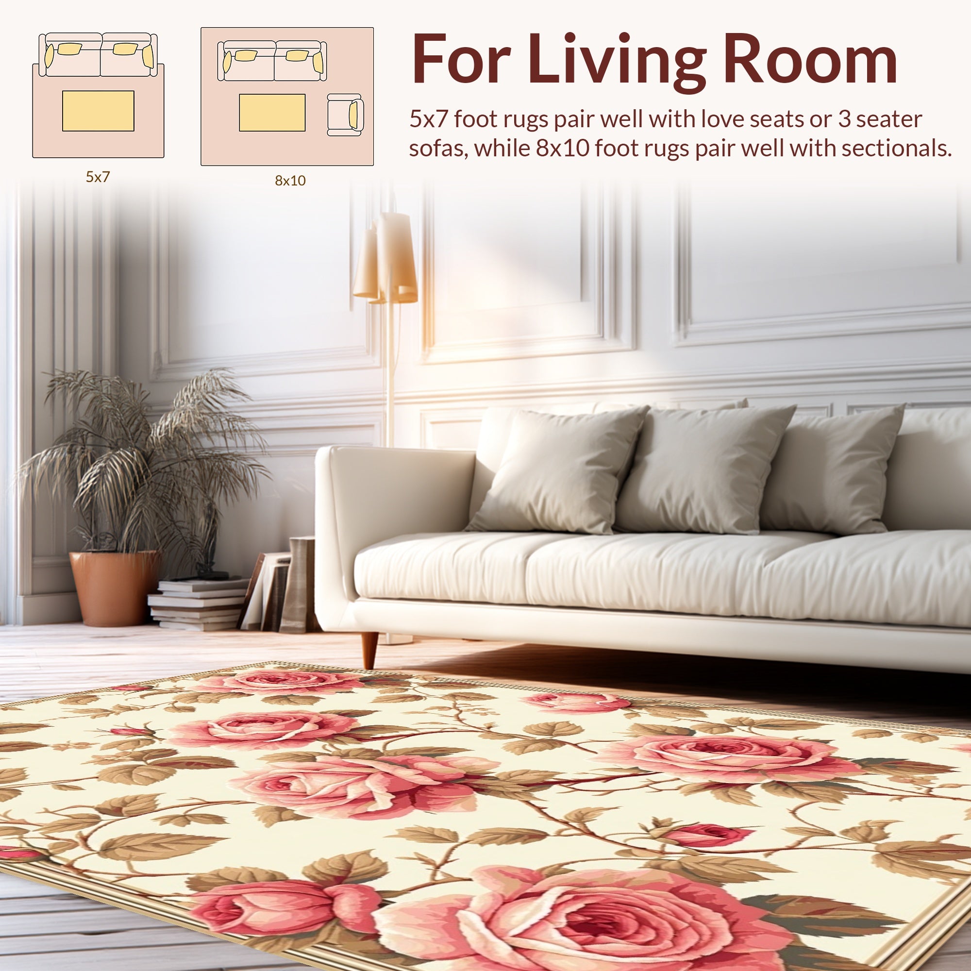 Vintage Rose Garden Botanical Design Rug