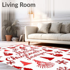 Red Santa Gnome Snowflake Forest Rug