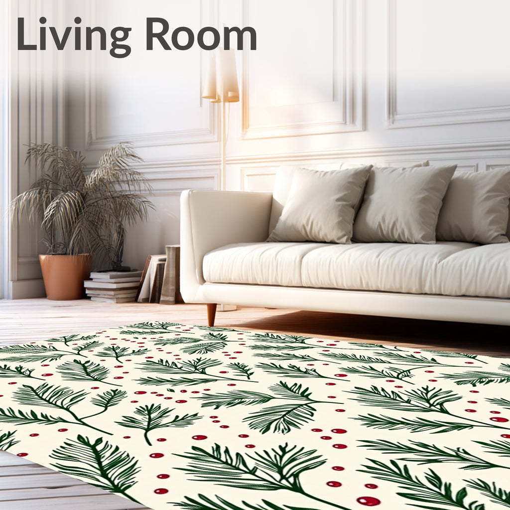 Evergreen Sprigs with Red Berries Rug