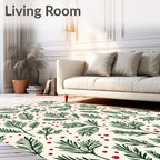Evergreen Sprigs with Red Berries Rug