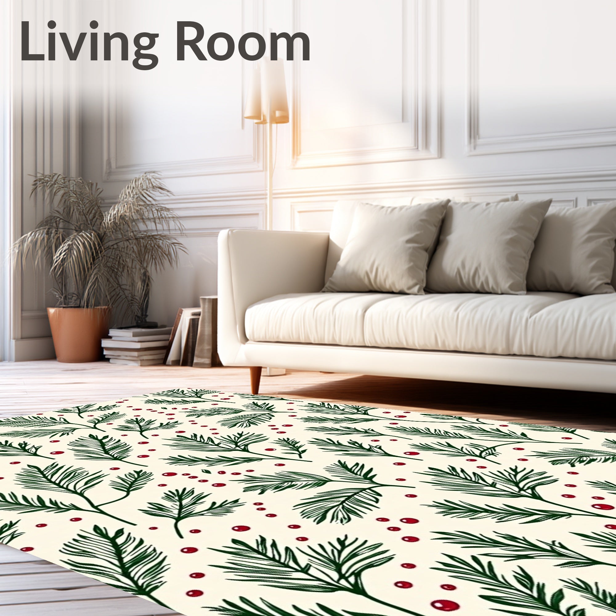 Evergreen Sprigs with Red Berries Rug