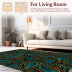 Abstract Teal Orange Swirls Pattern Rug