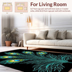 Turquoise Peacock Feather Pattern Design Rug