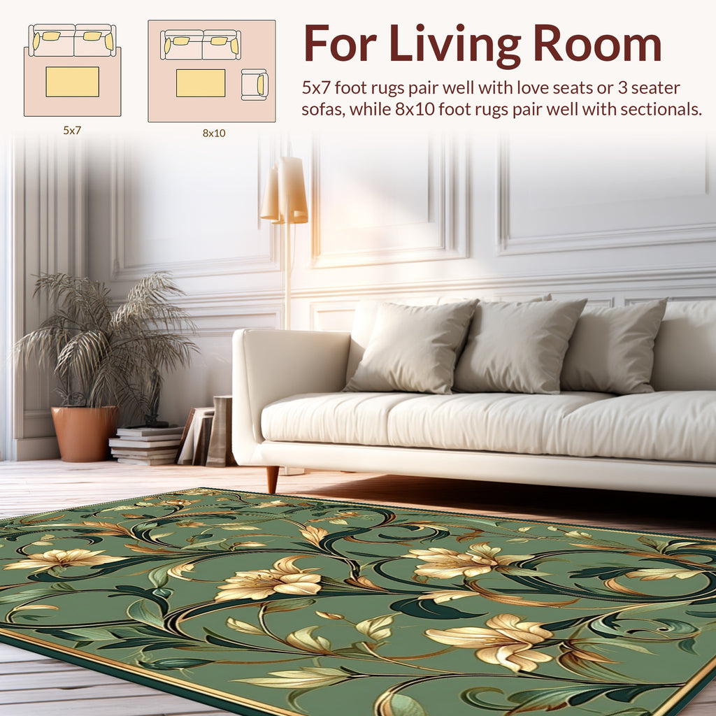 Elegant Floral Swirls Pattern Rug