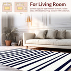 Classic Navy And White Stripes Rug