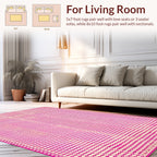 Pink White Dot Grid Pattern Rug