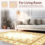 Ornate Gold Floral Flourish Design Rug