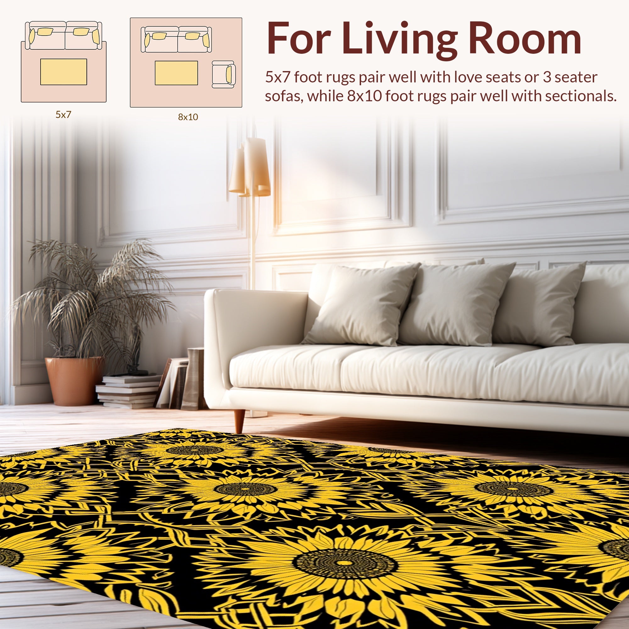 Bold Sunflower Geometric Pattern Rug
