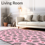 Pink Fern Leaf Circles Repeating Rug