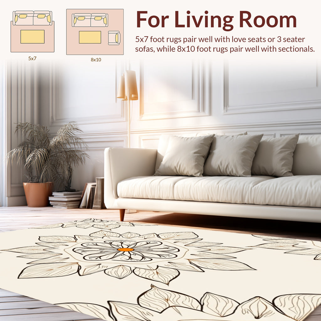 Ornate Mandala Floral Blossom Design Rug