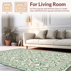 Symmetrical Green Floral Garden Pattern Rug