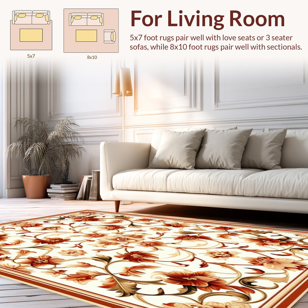 Ornate Floral Vine Pattern Rug