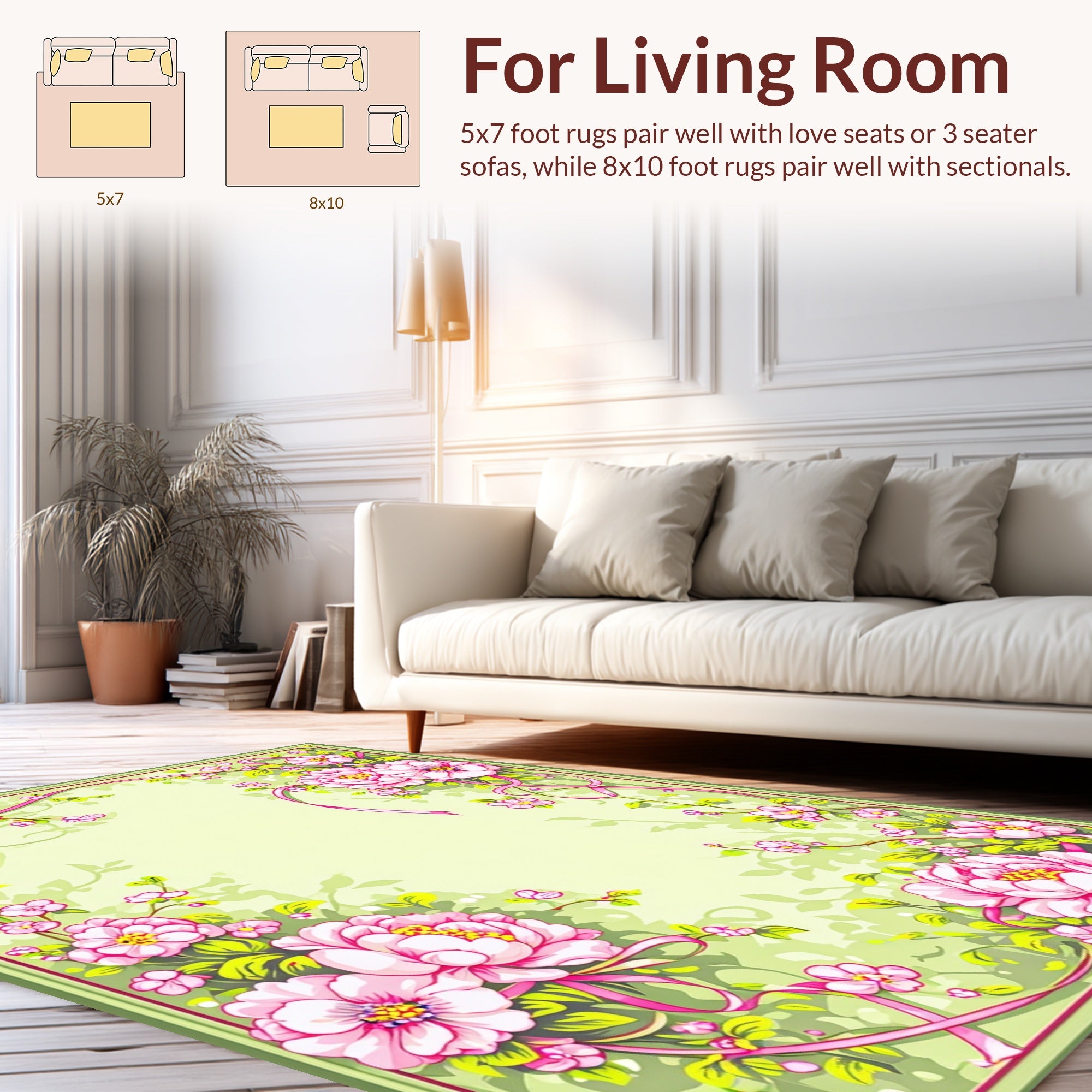 Peony Floral Ribbon Design Rug