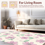 Pink Floral Botanical Pattern Rug